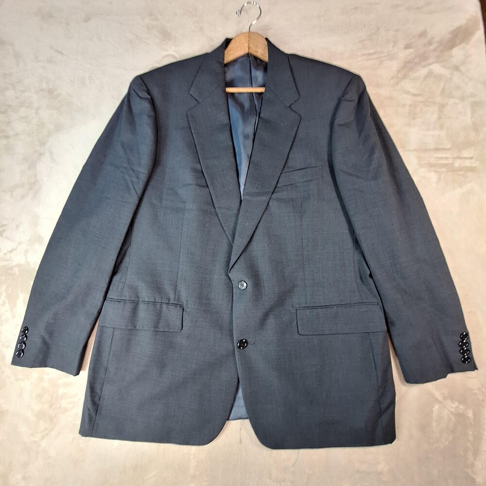 Southwick Suit Jacket Mens 46 Long Gray Solid Single Vent 2 Button USA Formal